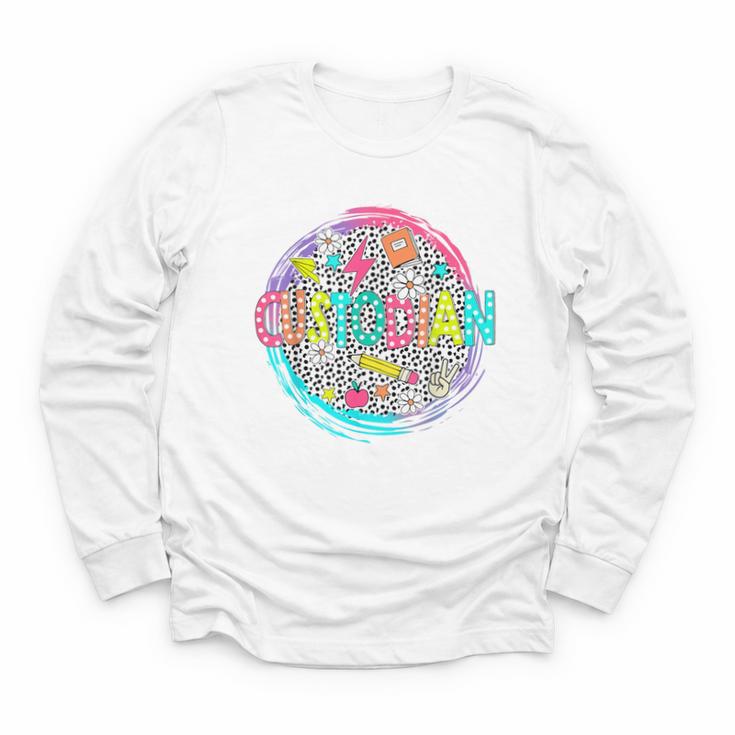 Cute Custodian Shirt First Day Of School Back To School Gift Youth Long Sleeve Tee