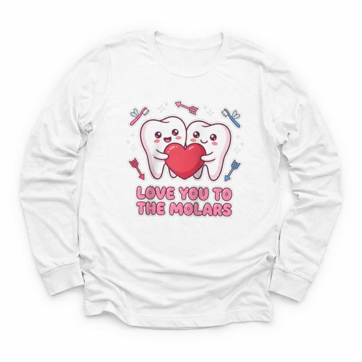 Cute Dentist Valentine Love You To The Molars Teeth Pun Raglan Baseball Tee Youth Long Sleeve Tee