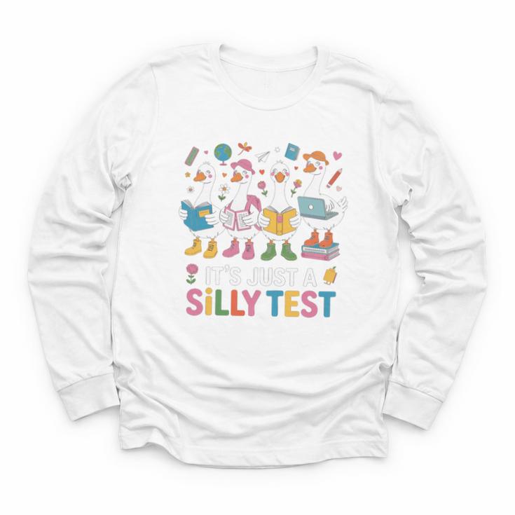 Cute Geese Silly Test Back To School Student Motivation Youth Long Sleeve Tee