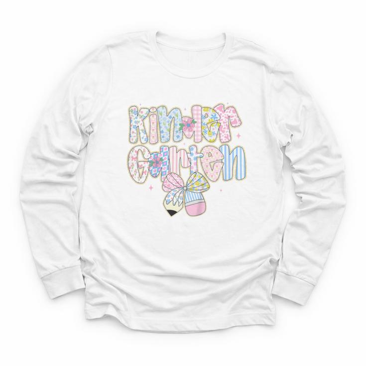 Cute Preppy Back To School Floral Kindergarten For Girls Youth Long Sleeve Tee