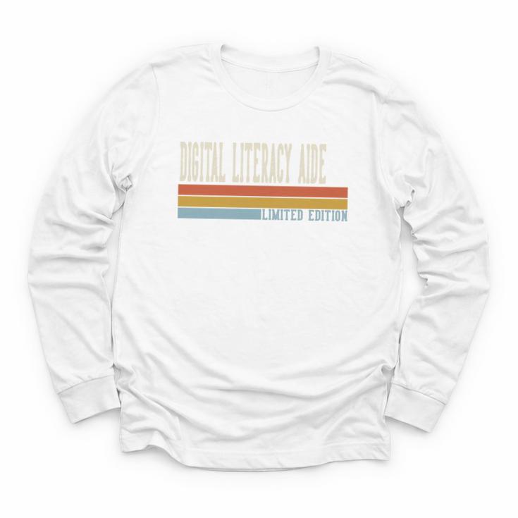 Digital Literacy Aide Week Retro Vintage Back To School Day Premium Tri-Blend Youth Long Sleeve Tee