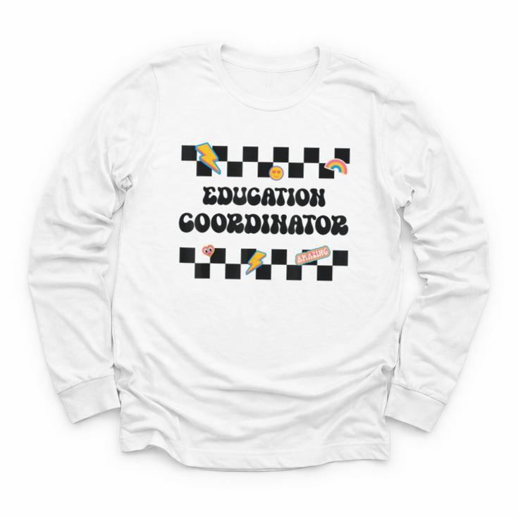 Education Coordinator Groovy Back To School Checkered Youth Long Sleeve Tee