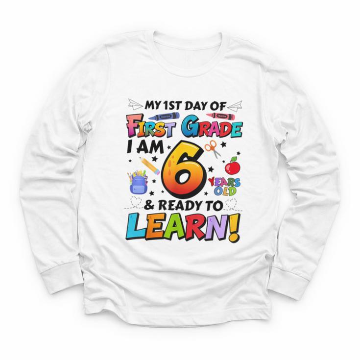 First 1st Grade First Day Of School Back To School Kids Youth Long Sleeve Tee