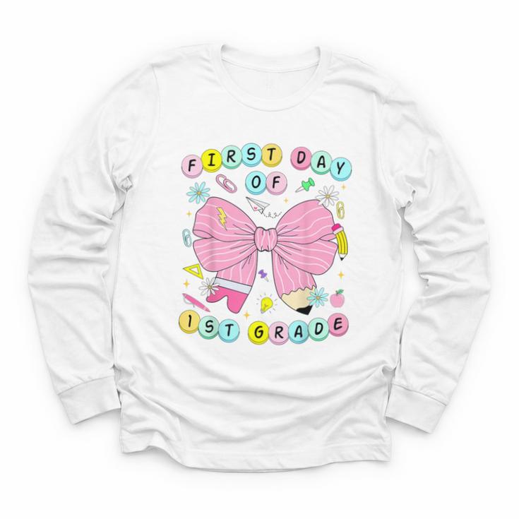 First Day Of 1st Grade Girls Coquette Back To School Kids Youth Long Sleeve Tee