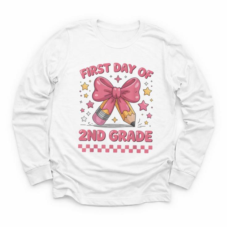 First Day Of 2nd Grade Coquette Back To School Girls Kids Youth Long Sleeve Tee