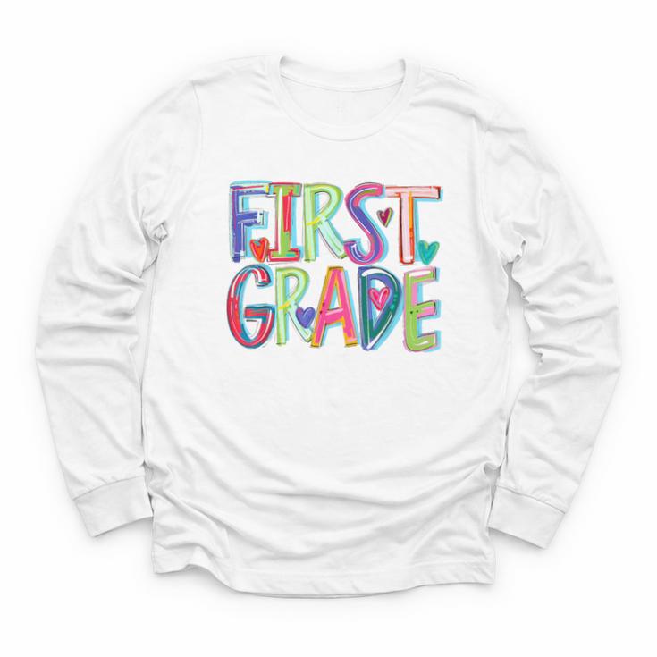 First Grade Back To School Happy First Day Of School Youth Long Sleeve Tee