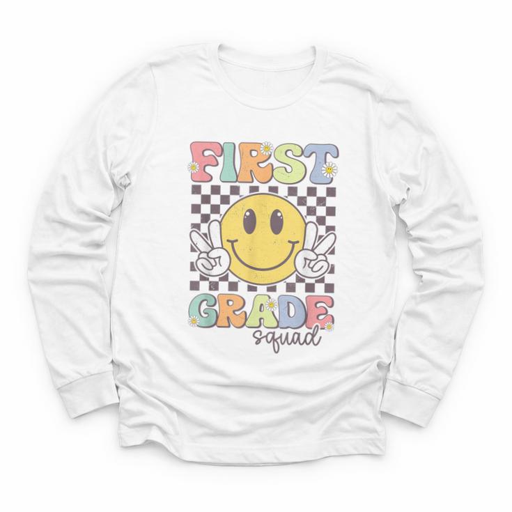 First Grade Squad Smile Face 1st Grade Back To School Youth Long Sleeve Tee