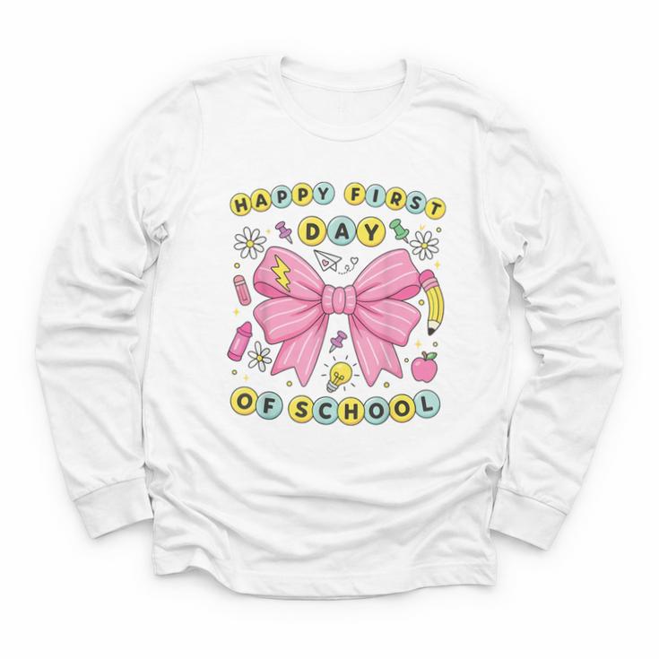 Friendship Bracelet Coquette Bow Back To School Girl Kids Youth Long Sleeve Tee