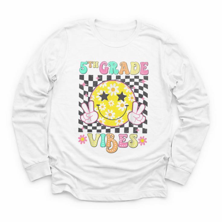 Girls 5th Grade Vibes Smile Face Back To School Fifth Grade Youth Long Sleeve Tee