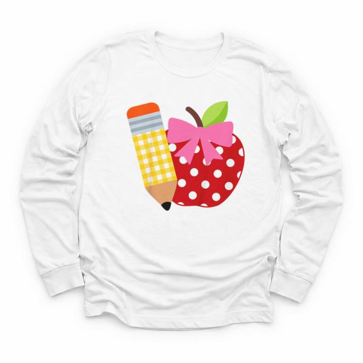 Girls Back To School Apple Toddler First Day Of Preschool Youth Long Sleeve Tee