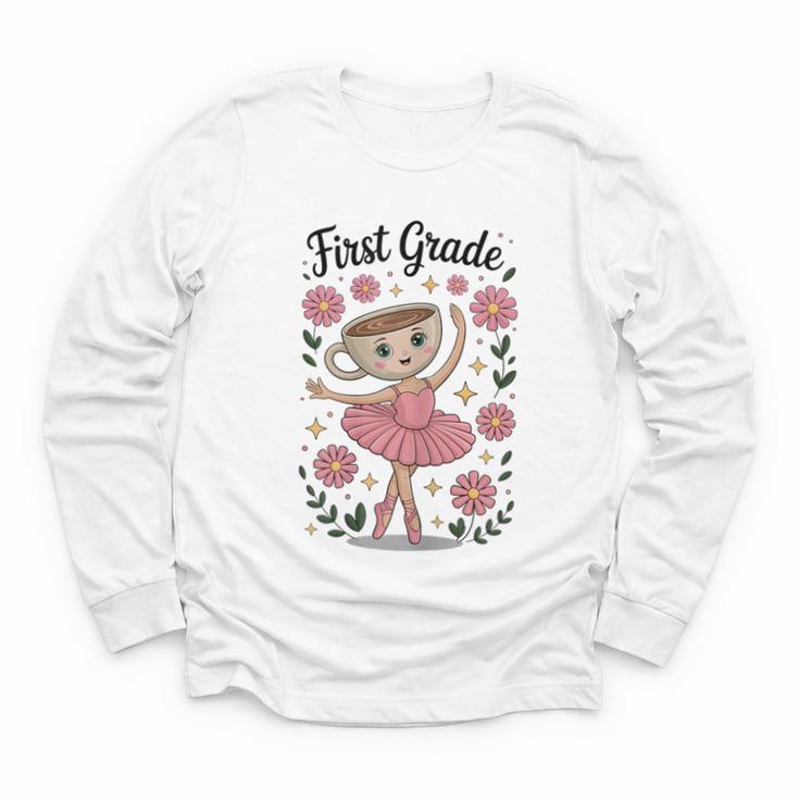 Girls Back To School Cappuccina Italian Brainrot First Grade Youth Long Sleeve Tee