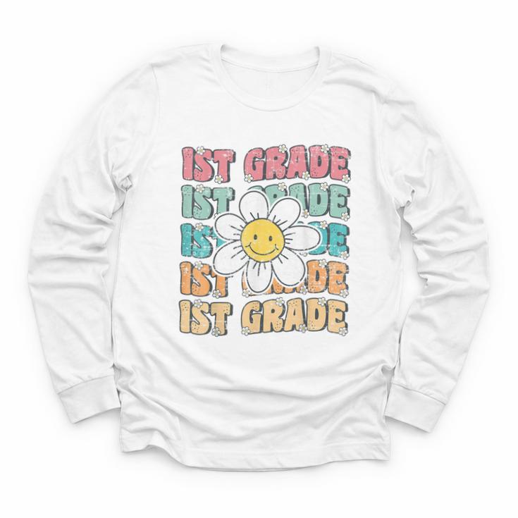 Groovy 1st Grade Back To School First Day Of First Grade Youth Long Sleeve Tee