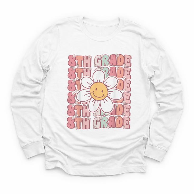 Groovy 8th Grade Back To School First Day Of Eighth Grade Youth Long Sleeve Tee