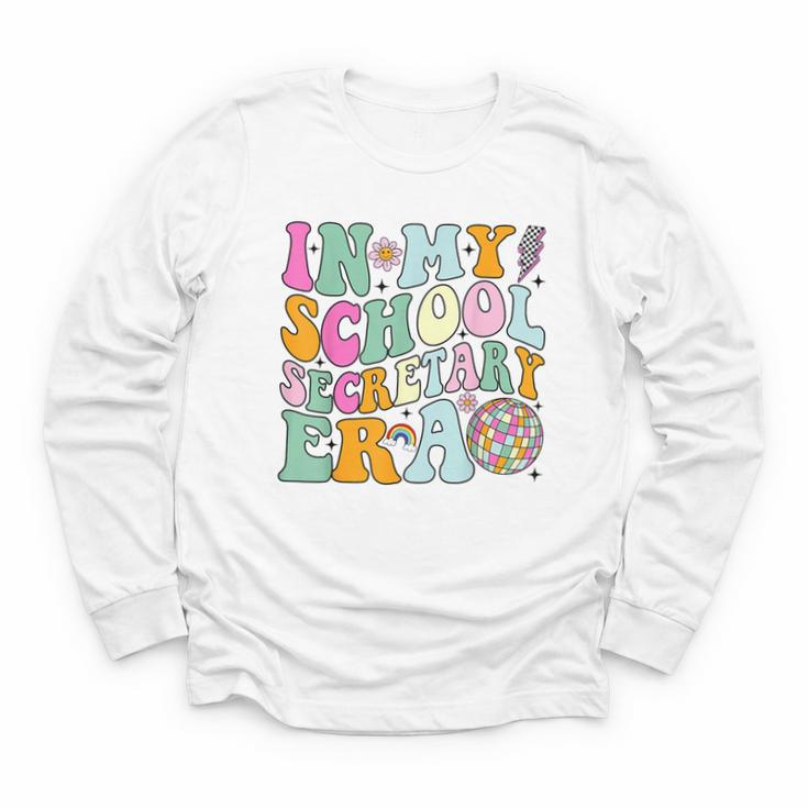 Groovy In My School Secretary Era Back To School Youth Long Sleeve Tee