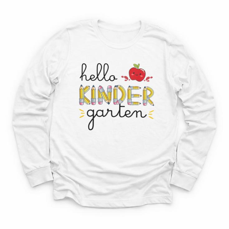 Hello Kindergarten Back To School Cute First Day Kids School Youth Long Sleeve Tee