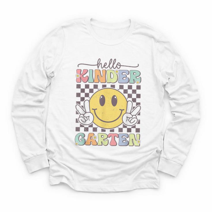 Hello Kindergarten Hippie Smile Face Back To School Youth Long Sleeve Tee