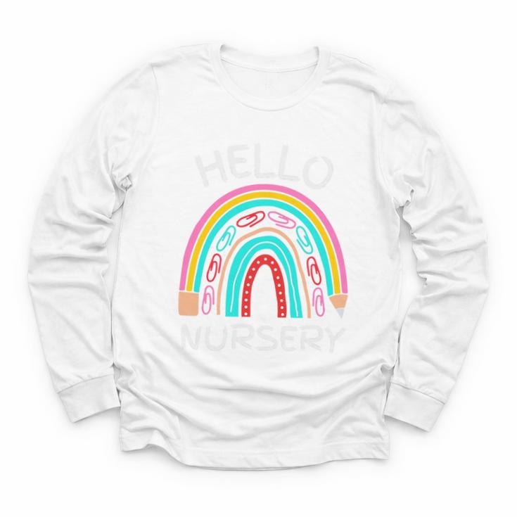 Hello Nursery Pencil Rainbow Back To School Boys Girls Premium Tri-Blend Youth Long Sleeve Tee