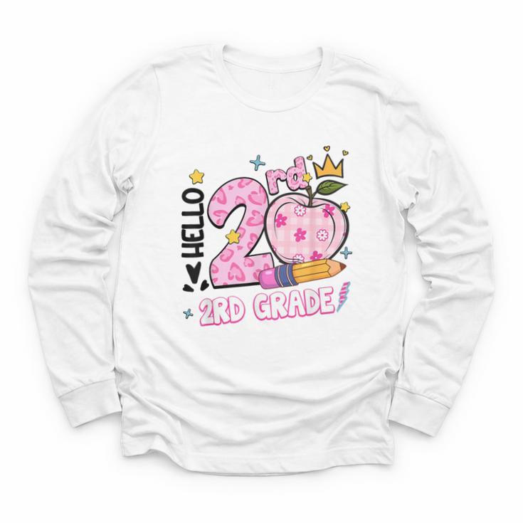Hello Second 2nd Grade Leopard Tie Dye Girl Back To School Youth Long Sleeve Tee