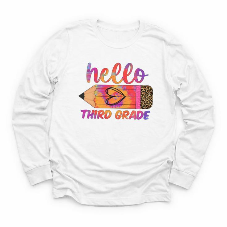 Hello Third Grade Back To School Pencil Tie Dye 3rd Grade Performance Youth Long Sleeve Tee