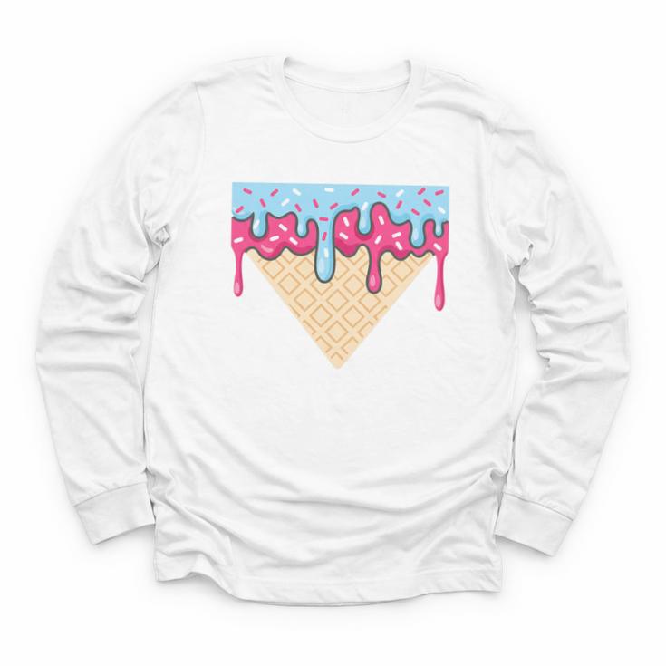 Ice Cream Baseball Cone Dripping Sprinkles Kids Boys Summer Premium Tri-Blend Youth Long Sleeve Tee