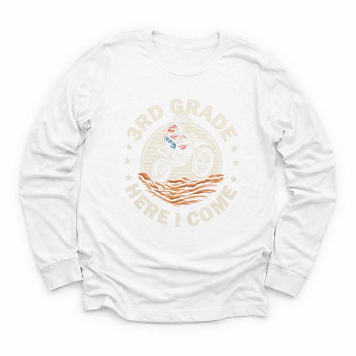 Kids Back To School 3rd Grade Here I Come Motocross Dirt Bike Performance Youth Long Sleeve Tee