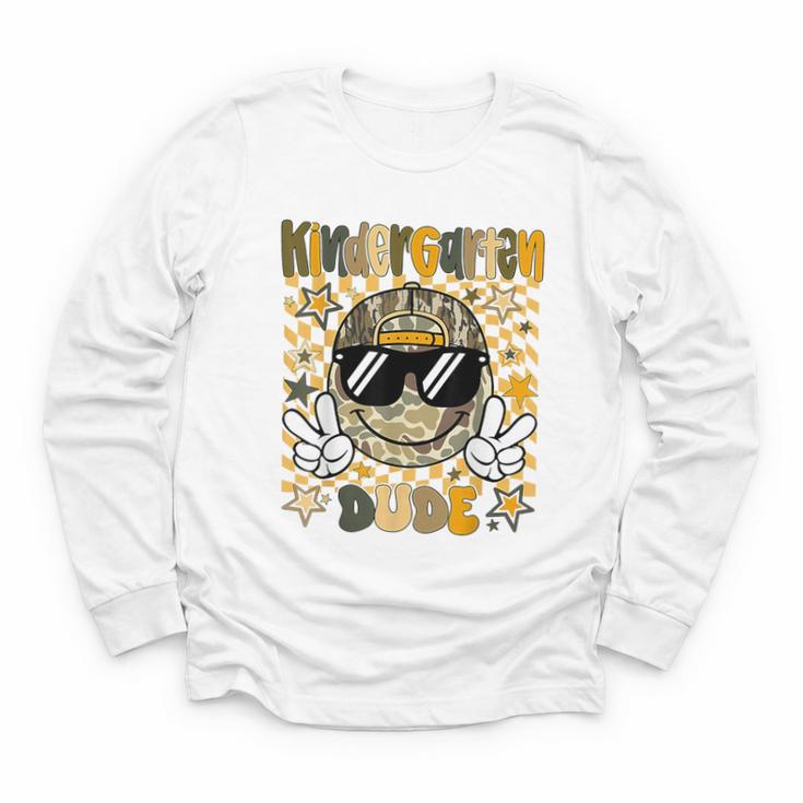 Kindergarten Camo Camouflage Smile Face Back To School Kids Youth Long Sleeve Tee