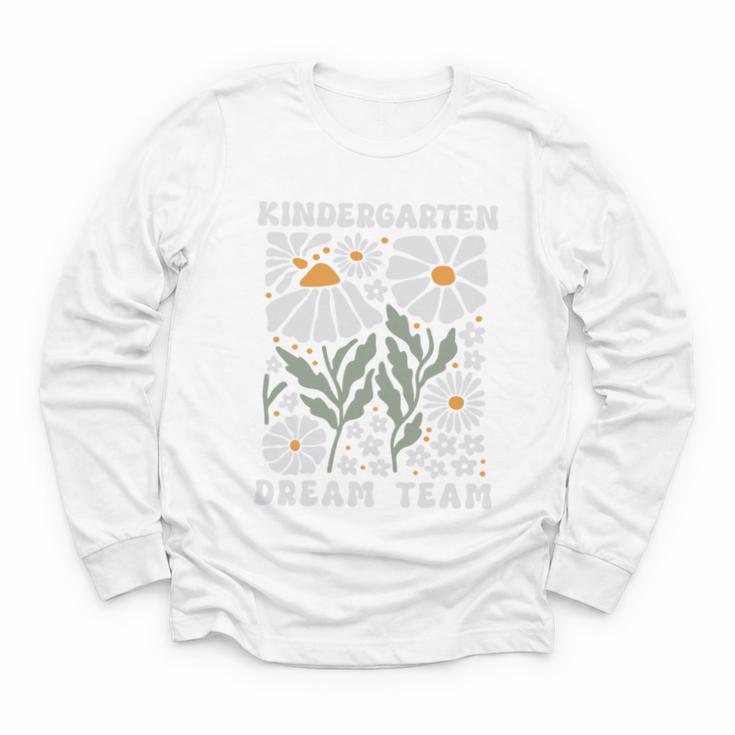 Kindergarten Dream Team First Day Back To School Boho Flower Performance Youth Long Sleeve Tee