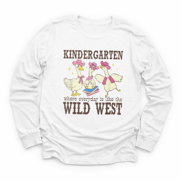 Kindergarten Wild West Goose Cowboy Goose Back To School Youth Long Sleeve Tee