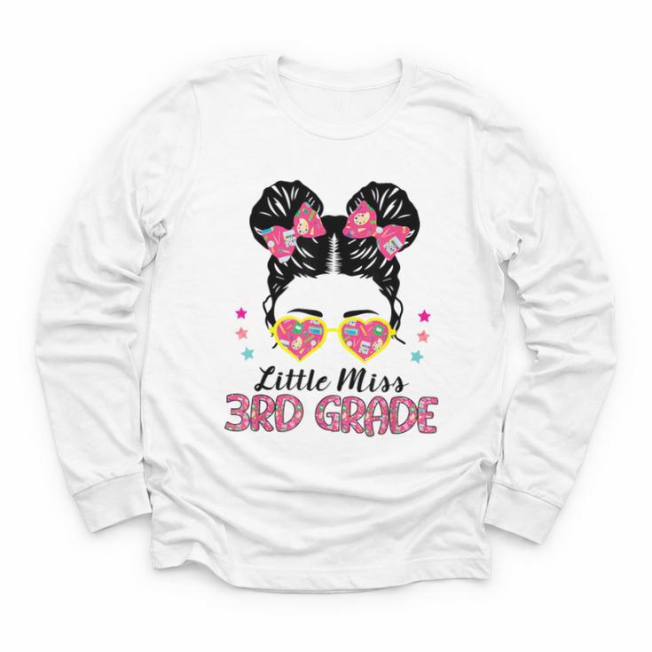 Little Miss 3rd Grade Messy Bun Back To School Youth Long Sleeve Tee
