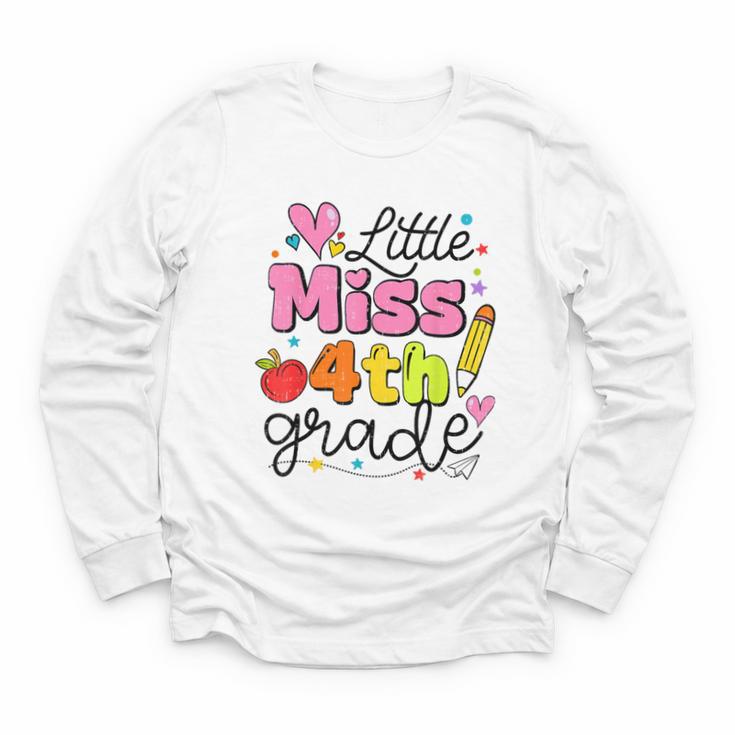 Little Miss 4th Grade Back To School Cute Fourth Grade Girls Youth Long Sleeve Tee