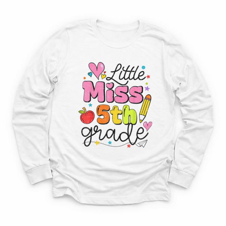 Little Miss 5th Grade Back To School Cute Fifth Grade Girls Youth Long Sleeve Tee