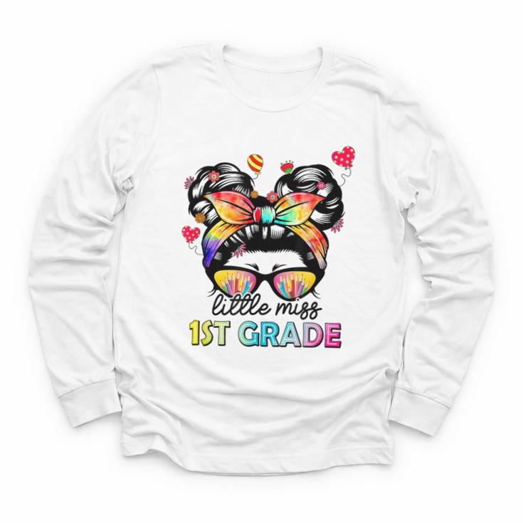 Little Miss First Grade Back To School 1st Grade Girls Youth Long Sleeve Tee