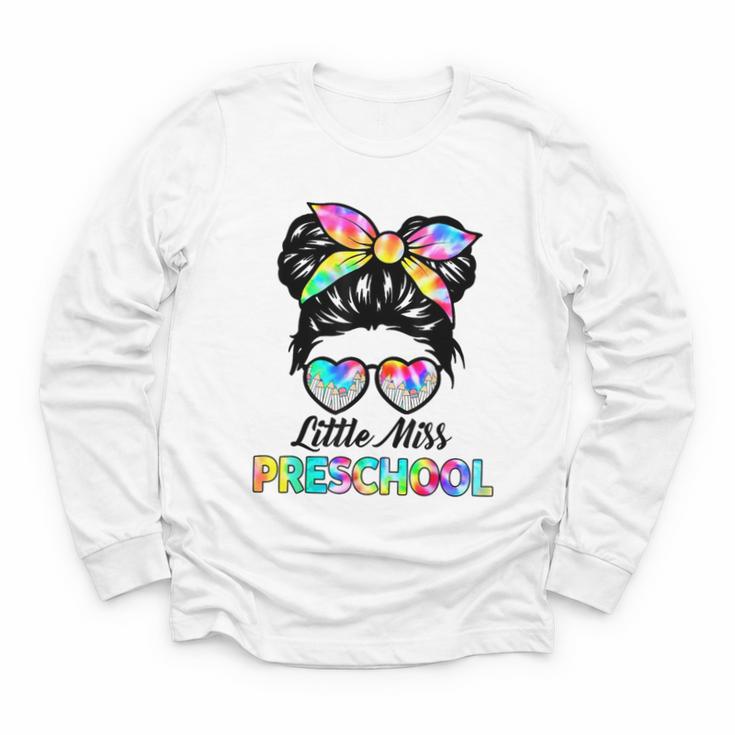 Little Miss Preschool First Day Back To School Girls Kids Youth Long Sleeve Tee