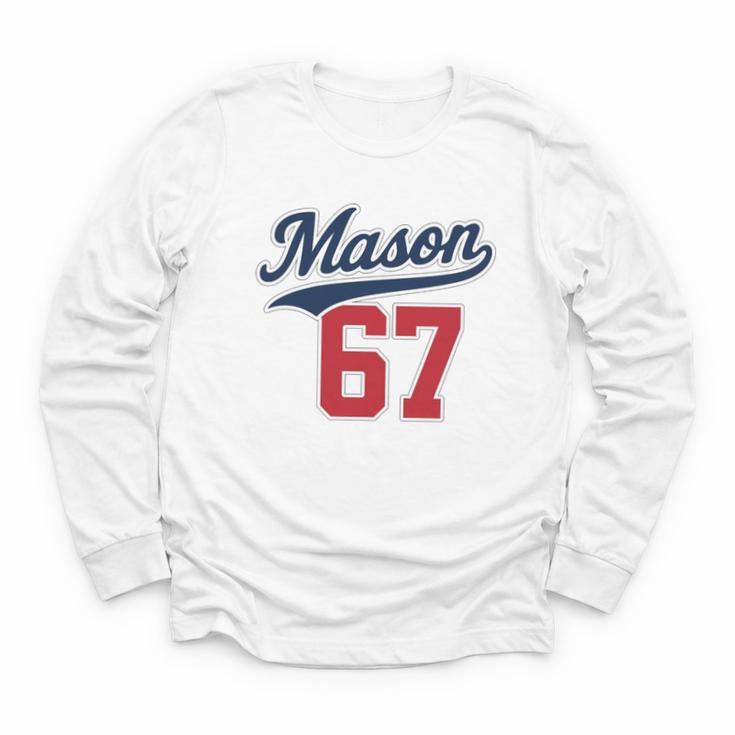 Mason 67 Jersey Baseball Men Women Boys Girls Number 6 7 Youth Long Sleeve Tee