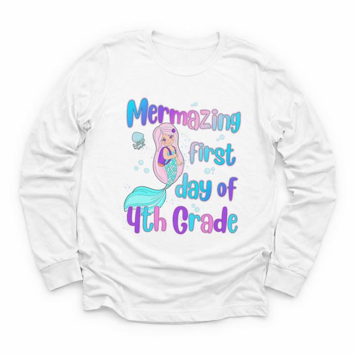 Mermazing First Day Of Fourth Grade Back To School Mermaid Premium Tri-Blend Youth Long Sleeve Tee