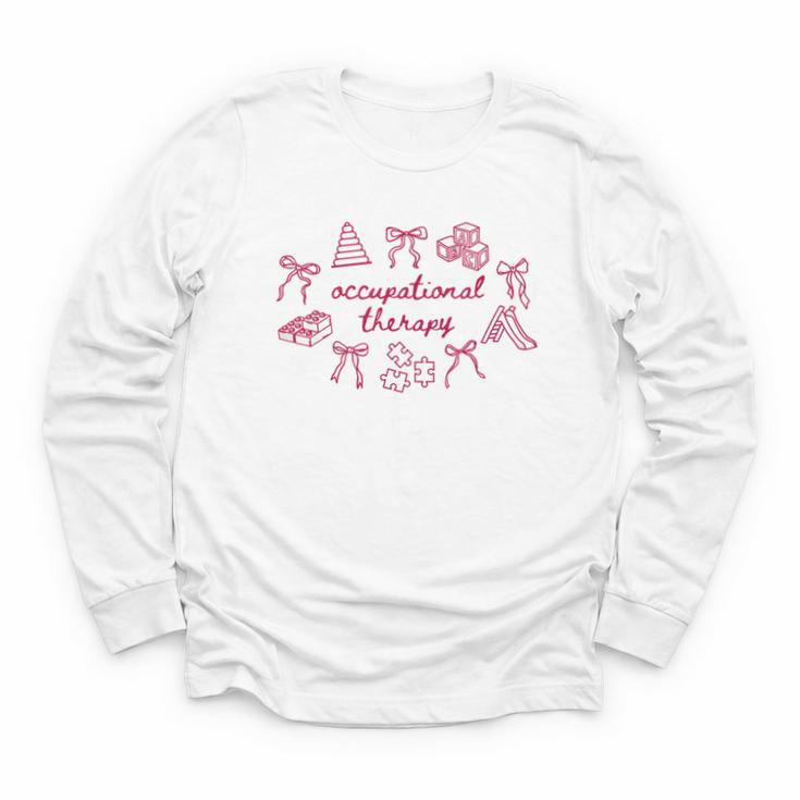 Occupational Therapy Coquette Bow OT COTA Back To School Youth Long Sleeve Tee
