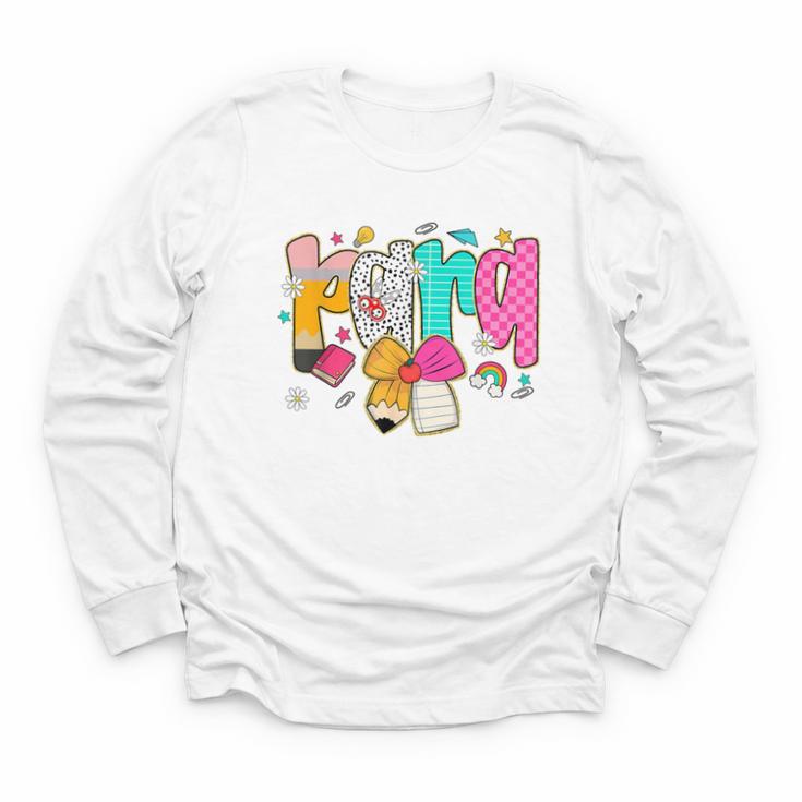 Para Paraprofessional Coquette First Day Back To School Youth Long Sleeve Tee