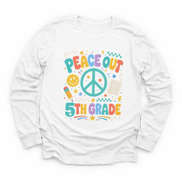 Peace Out 5th Grade Retro Back To School Students Youth Long Sleeve Tee
