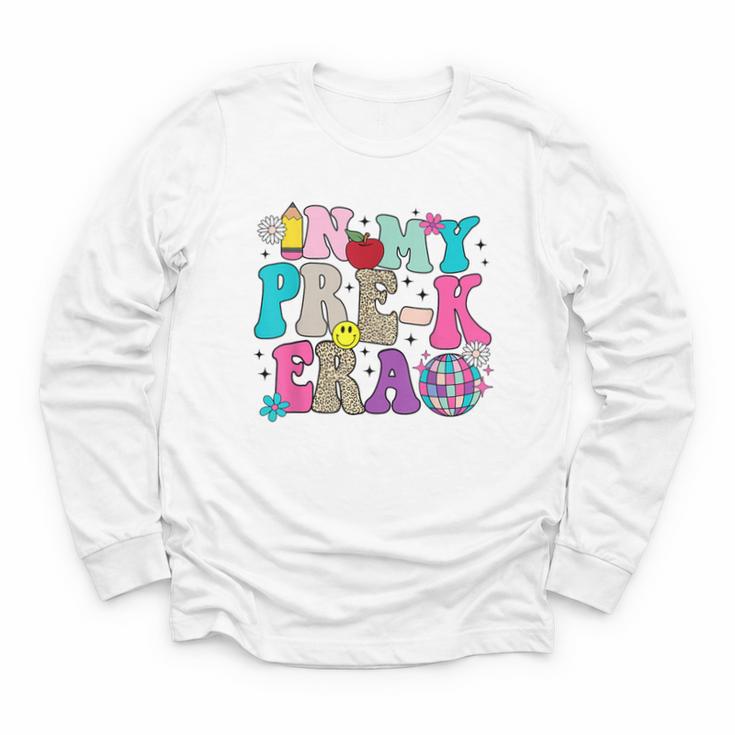 In My Pre-K Era Back To School Retro Groovy Preschool Youth Long Sleeve Tee