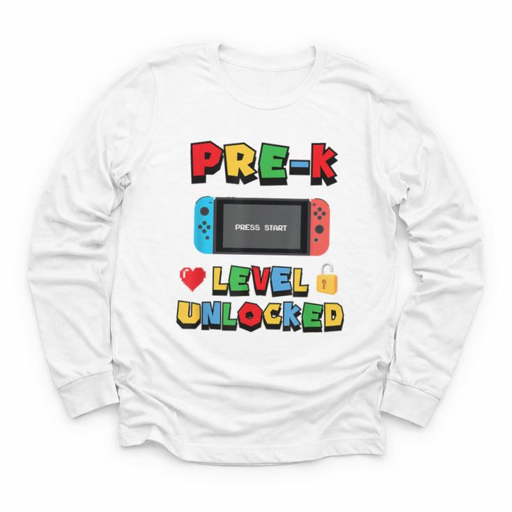 Pre-K Level Unlocked Back To School Video Game Youth Long Sleeve Tee