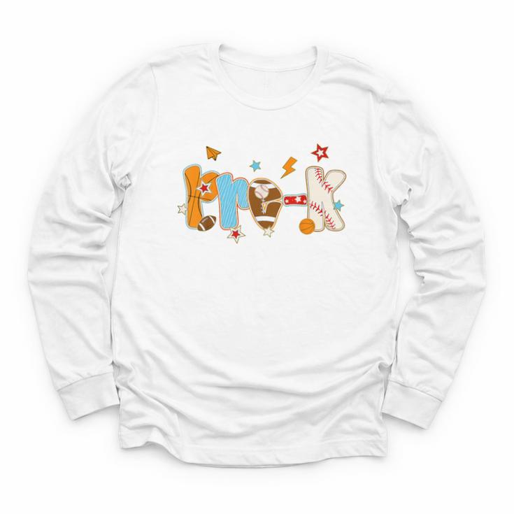 Pre K Preschool Football Basketball Baseball Back To School Youth Long Sleeve Tee