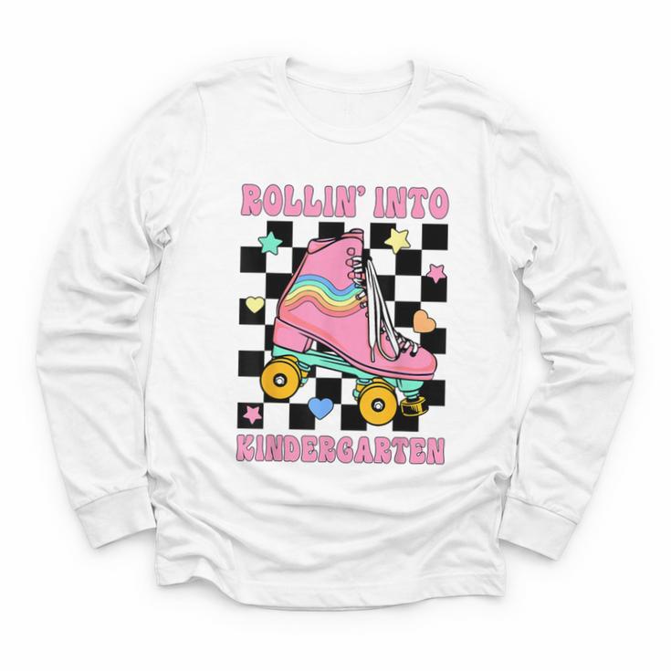 Rolling Into Kindergarten Roller Skating Girl Back To School Youth Long Sleeve Tee