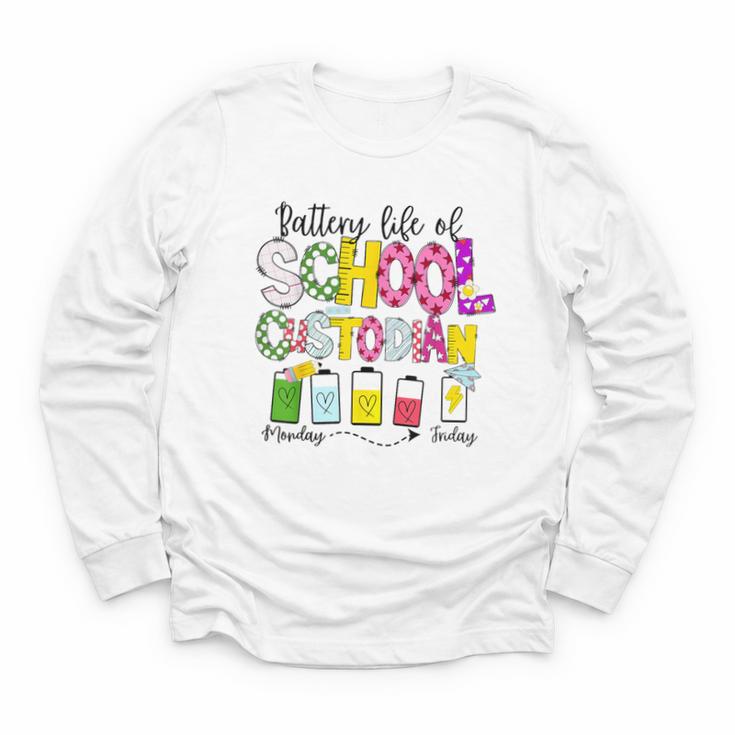 School Custodian Battery Life Back To School Janitor Youth Long Sleeve Tee