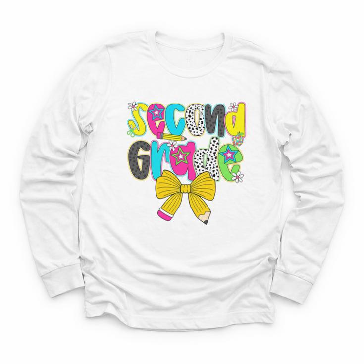 Second Grade Coquette Bow First Day Of School Back To School Performance Youth Long Sleeve Tee