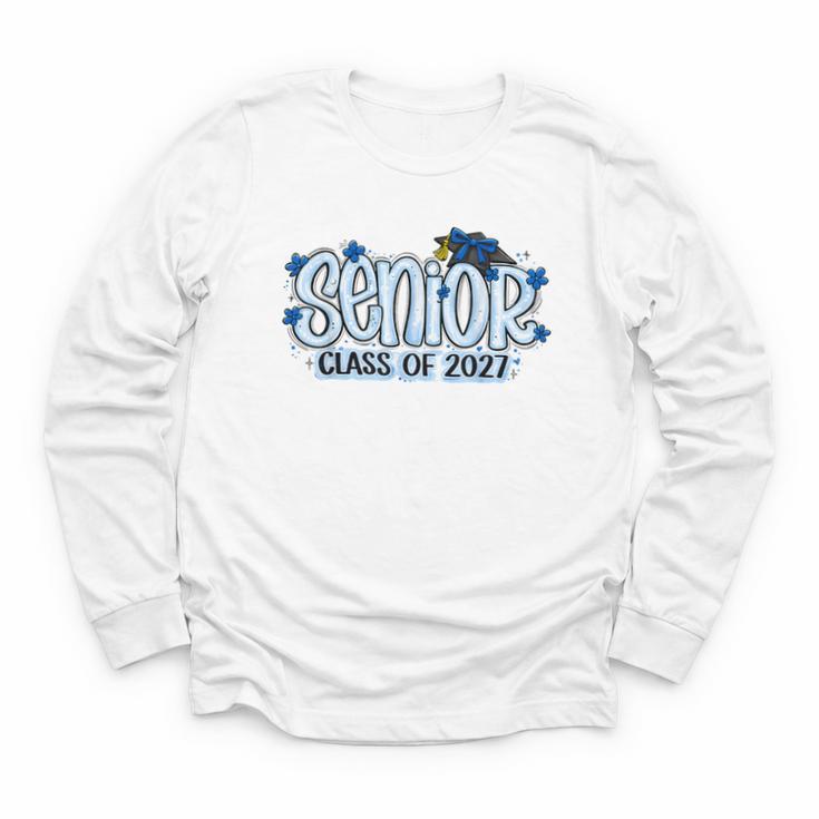 Senior 2027 Blue Girls Class Of 27 Back To School Youth Long Sleeve Tee