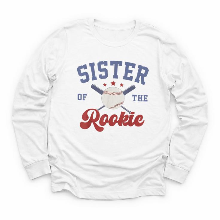 Sister Of Rookie 1st Birthday Baseball Boy Family Matching Youth Long Sleeve Tee