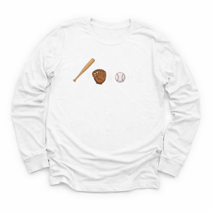 Sports Math Equation Baseball Bat Ball Glove Graphic Teacher Youth Long Sleeve Tee