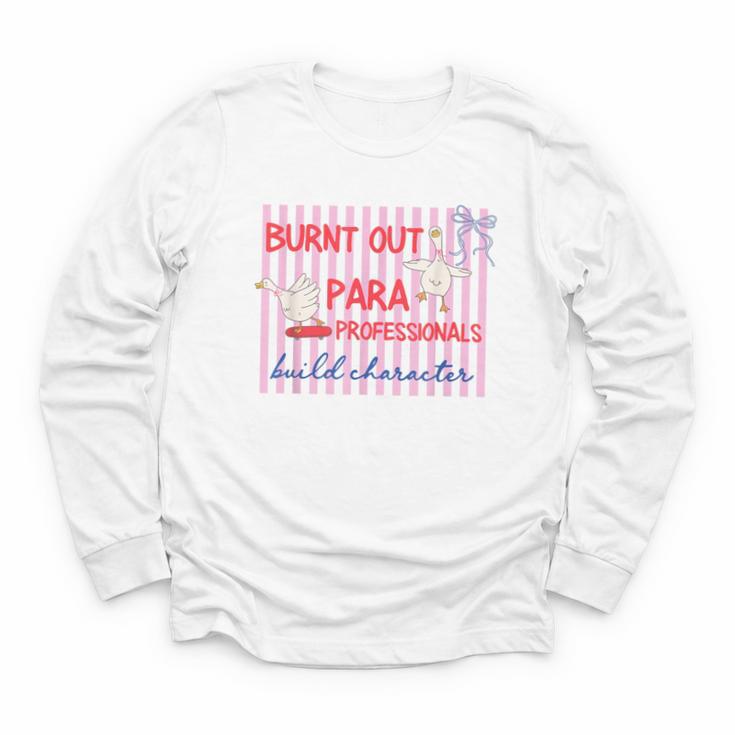 Striped Burnt Out Para Paraprofessional Back To School Youth Long Sleeve Tee