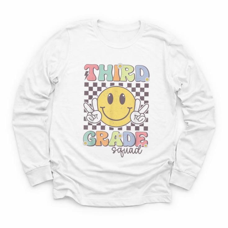 Third Grade Squad Smile Face 3rd Grade Back To School Youth Long Sleeve Tee