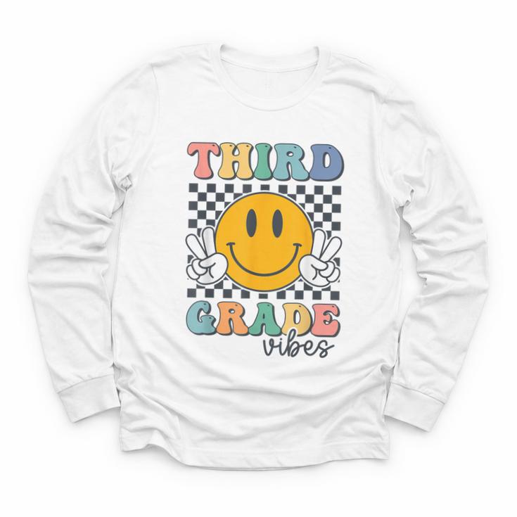 Third Grade Vibes Retro Smile Back To School 3rd Grade Team Youth Long Sleeve Tee